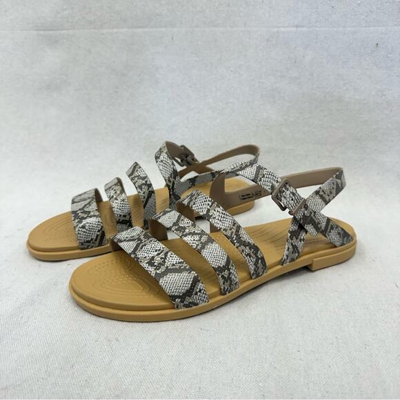 Crocs Tulum snakeskin print sandals women's size 10 Rubber/Jelly - Picture 2 of 13